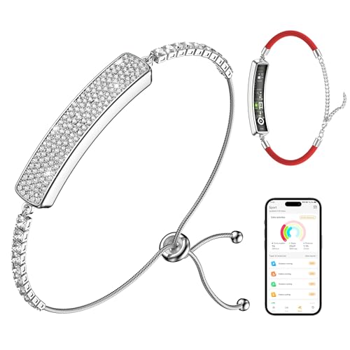 Image of Smart Bracelet for Women - Fitness Tracker with Heart Rate, Sleep & Step Tracking, 1ATM Water Resistant, Multi-Sport Modes, Fitness Tracking Wearable with Free App, 2 Bands(Silver)