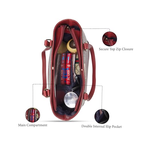 Image of Caprese York Medium Tote Bag for Women | Stylish, Durable, Multi-Compartment Design for Work, Travel, Shopping | Large Capacity, Comfortable Straps, Ideal for Tab & Essentials