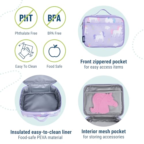 Image of Wildkin Kids Insulated Lunch Box, Unicorn | Insulated, wipe-clean lunch box - coordinates with matching Wildkin backpacks and water bottles