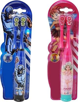 Stylie Modern Alternatives Pack of 2 Kids Cartoon Printed Extra Soft Electric Battery Powered Toothbrush for Kids Electric Toothbrush