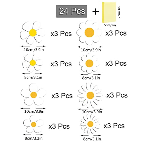 Fridge Magnets, Car Magnet Decorations Magnetic Daisy Flower Decals, Daisy Flower Cutout Magnet For Car Home Wall Whiteboard Refrigerator + 100 Sheets/Self-Stick Note Pads (Hexagonal) #TOP1