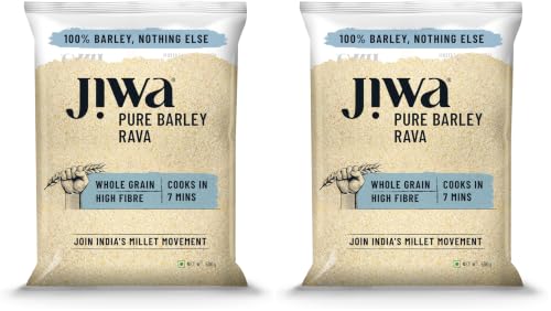 Image of Jiwa Pure Barley Rava | 500 G | Cooks In 7 Minutes | Millet | Jau Rava | Low GI | Suitable for Diabetics (Pack of 2)