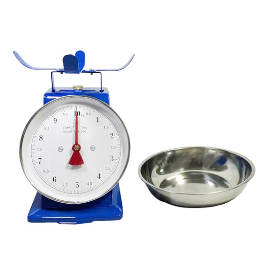 Báscula de cocina mecánica de 10 kg con bandeja extraíble, báscula vintage de acero inoxidable, báscula mecánica de cocina vintage para decoración de granja y preparación de alimentos