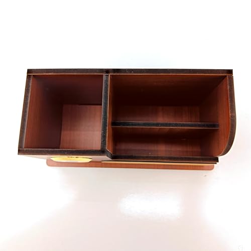 Image of AJANTA ROYAL Elegant Desktop Organizer with Clock, Pen Stand & Phone Holder & Personalized Name Tag, A unique corporate gift. (Brown)
