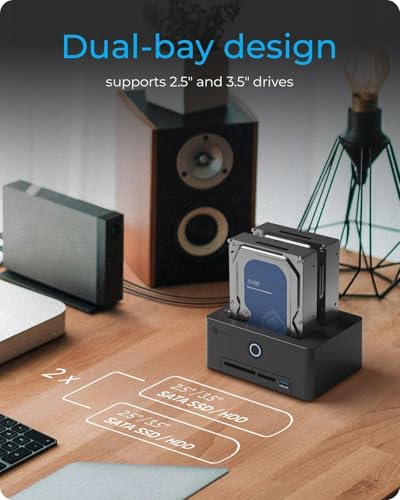 Base de conexión IB-1233CL-CR clonadora de discos duros SATA con lector de tarjetas SD 2
