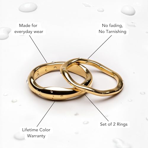 Gold Rings for Women Non Tarnish,14K Gold Plated Stackable Ring Set,Dainty Thumb Rings for Women Chunky Statement Stacking Gold Jewelry Size 4 5 6 7 8 9 104
