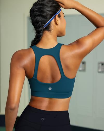 Image of RUNNING GIRL Sports Bras for Women, Moulded Cup High Impact Workout White Sports Bra Racerback Yoga Bra High Support(WX3068 Navy L)