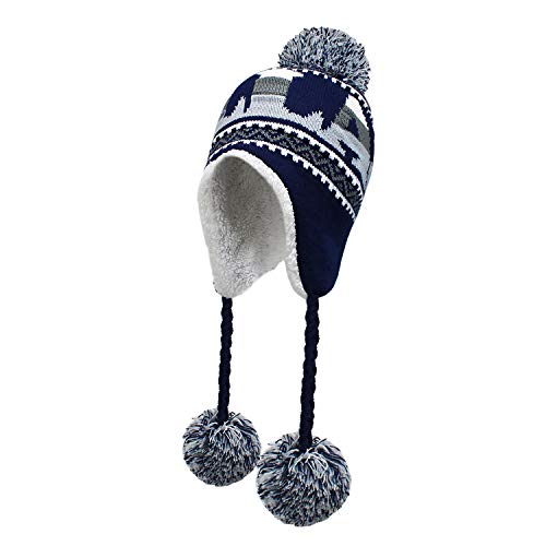 Football Pom Winter Hat with Matching Plush Classic Sports Teams and Cities Ultra Soft Warmth and Outdoor SE101 (Dallas)