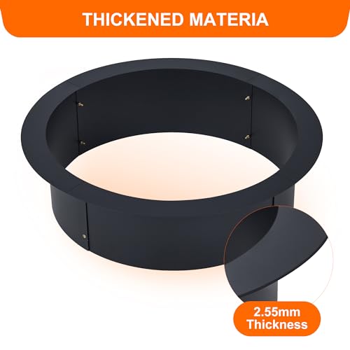 Fire Pit Ring for Outside Fire Pit, 36" x 30" x 10" Firepit Ring 2.5MM Steel Heat-Resistant Large Bonfire Fire Pit Insert Round, Above or In-Ground Fire Pit, for Camping Garden Backyard
