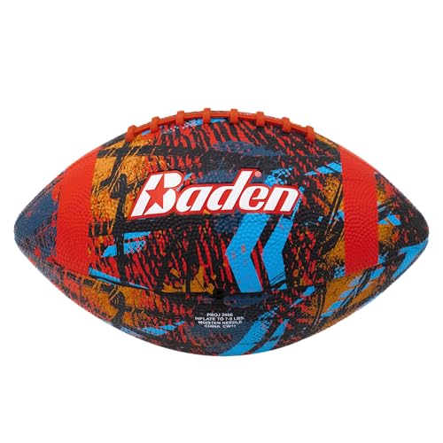 Baden | Legend | Deluxe Sponge Rubber Football | Built for Recreation Play at Recess, Backyard, Street, or Park | Size 6 Junior | Red/Blue/Orange