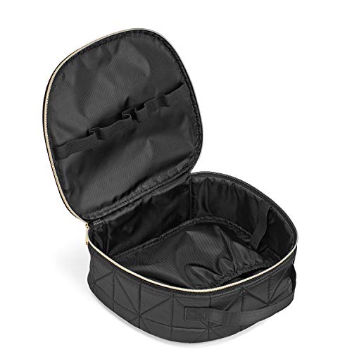 Allegro by Scunci Modella Quilted Round Train Case Makeup Organizer, Black