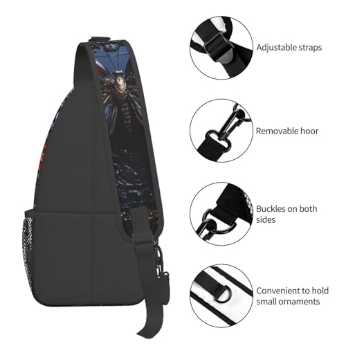 Mochila pequeña de bandolera para pecho unisex roja mariposa miniatura 5