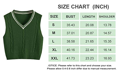 Aoysky Women's Sweater Vest V Neck Knit Tank Top Sleeveless Striped Sweater Pullover Light Blue #TOP5