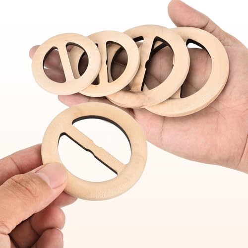 Image of uxcell 4 Pcs T-Shirt Clips, 60mm Wood Scarf Ring Clip Round Tie Circle Clip Buckle Fashion Clothes Corner Knotted Button for Women's Silk Clothing Decoration, Wood