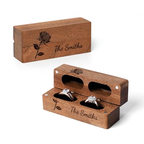 Customizedbee Slim Wooden Engagement Ring Box for Proposal – Personalized