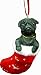 Pug Christmas Stocking Ornament with "Santa's Little Pals" Hand Painted and Stitched Detail