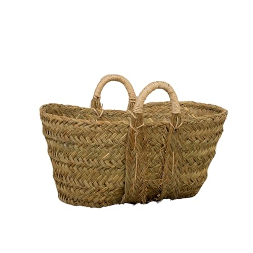 Cesteria Aparici - Capazo Leñero Reforzado PEQUEÑO (50x38x20cm). Cesto de Esparto Artesanal con Asas de Pita. Cesto Decorativo para Eventos, Flores y Salón. (Ref. 7110-1)