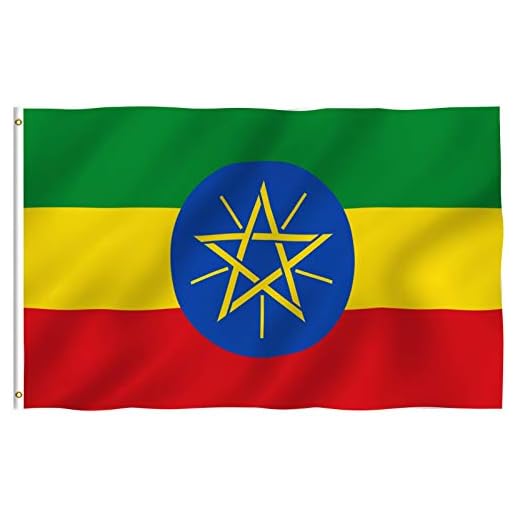 ANLEY Fly Breeze 3x5 Foot Ethiopia Flag - Vivid Color and Fade Proof - Canvas Header and Double Stitched - Ethiopian National Flags Polyester with Brass Grommets 3 X 5 Ft