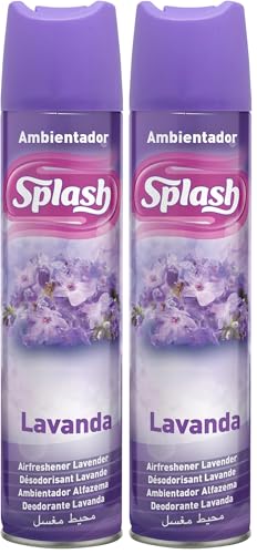 SPLASH | Spray Aromatizador | Ambientador Duradero, Refresca y Elimina Olores | Fragancia Fresca Lavanda | Agitar Antes de Usar | 300 ml (Paquete de 2)