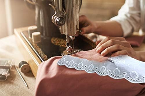 Miniatura 7 de AMORNPHAN 15 yardas de 2 pulgadas de ancho con ojales de algodón blanco con ribete de encaje, tela bordada floral, mantel, mantas, almohadas,