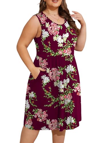 Image of DB MOON Womens 2026 Plus Size Tank Dresses Sleeveless Knee Length Sundress with Pockets