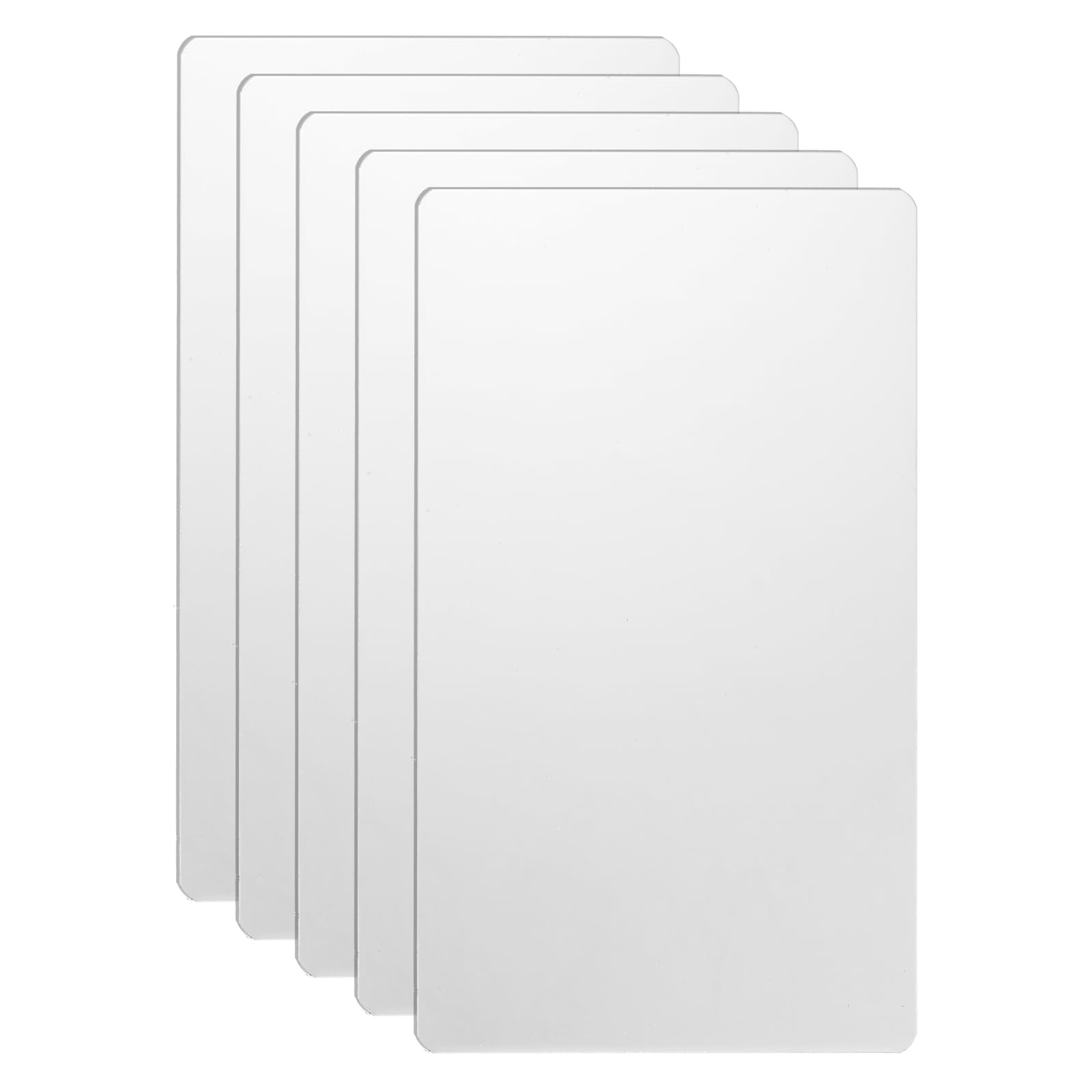sourcing map 5pcs Metal Business Card 120 x 70 x 0.6mm 201 Stainless Steel Mirror Engrave Cards Custom Blank CNC Engrave Sheet for House Office DIY Gift Invitations, White โ image 1