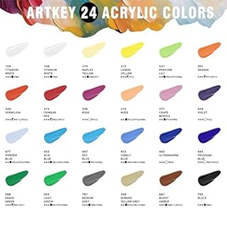 Artkey Acrylic Paint Set, 24 Colors 2 oz/59 ml Acrylic Paint Kit for Professional Artists & Beginners – Craft & Art Supplies for Canvas, Wood, Fabric, Rock, Leather, Ceramic, Glass, Easter Egg