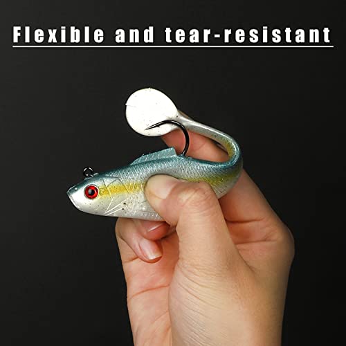 Dmshark Pre-Rigged Jig Head Paddle Tail Fishing Lures Swim Shad 3Pcs 4" 1Oz Soft Plastic Swimbait For Freshwater And Saltwater (Chartreuse Shad) #TOP5
