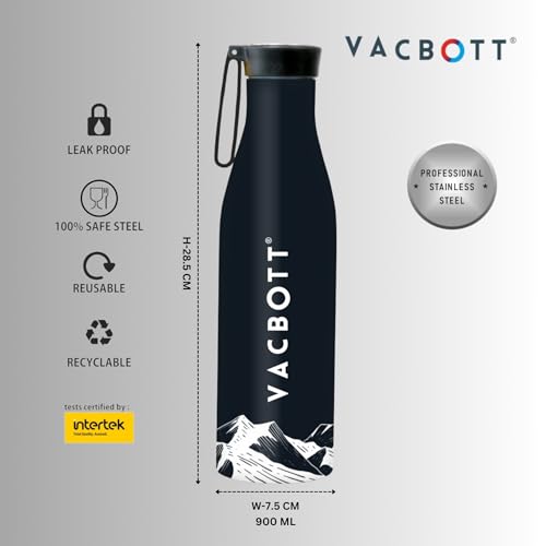 Image of Clay Craft VACBOTT Aspen Double Walled18 Hours Hot and 24 Hours Cold Water Bottle Vacuum Insulated Flask Bottle 860 ml|2 Piece Steel Water Bottles for School, Office, Home, Gym, Leakproof