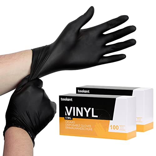 Okiaas OK007 Schwarze Vinyl Einweghandschuhe 200 Stück