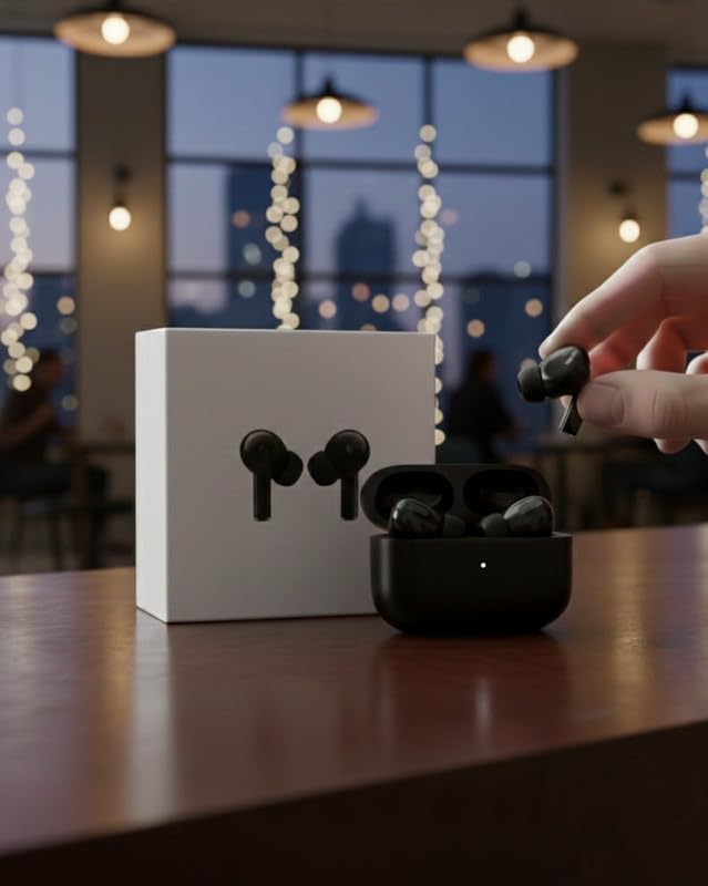 Wireless Earbuds, True Wireless Stereo with Charging Case Black Color.