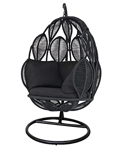 Hamaca colgante de ratán con soporte, para interiores y exteriores, columpio para jardín, balcón, opción de pie