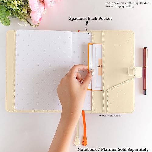 Image of NEORAH - A5 Notebook SLEEVE with SNAP Button - [ SLEEVE ONLY ]|Vegan Leather|Office Diary Holder with Penloop| 2 Front & 1 Back Pocket | 6 Card Slots |2 BookMarks - Fits any A5 Softcover - AFTERGLOW