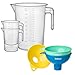 Terbold 5 Liter (1 Gallon) Plastic Graduated Pitcher for Measuring and Mixing (3-Pack) + Food Grade, Wide Mouth, Canning Funnels (3-Pack)