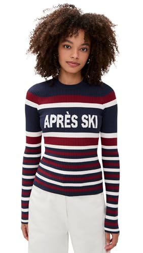 Show Me Your Mumu Womens Slopes Sweater Navy Apres Ski Stripe L