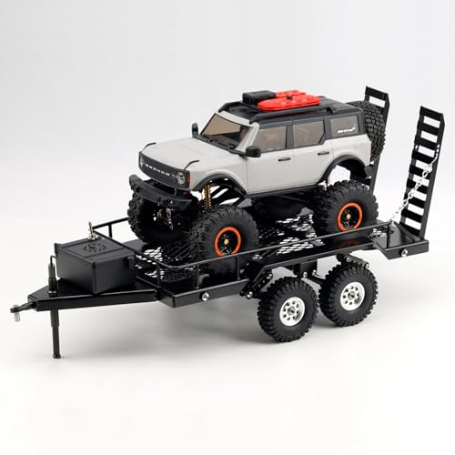 TGCWENG RC Trailer Metal Hitch Mount Trailer with Light Strip for TRX4M Defender Bronco F150 FCX18 SCX24 FCX24 AX24 Etc 1/18 1/24 RC Crawler Car,RC Trucks with Trailers Upgrades Accessories by TGCWENG - Image 3