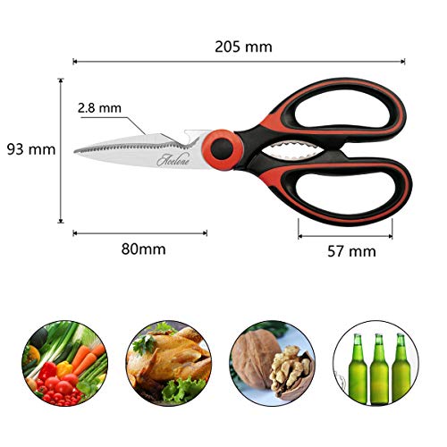 Kitchen Shears, Acelone Premium Heavy Duty Shears Ultra Sharp Stainless Steel Multi-Function Kitchen Scissors For Chicken/Poultry/Fish/Meat/Vegetables/Herbs/Bbq… (Red Black) #TOP6