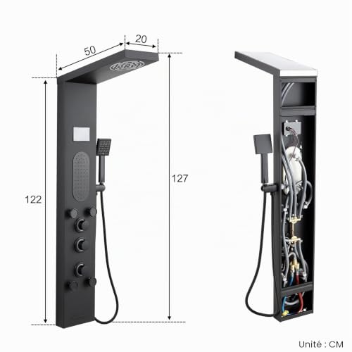 Panneau de douche anti-brûlure avec indicateur LED et 6 jets de massage - 8