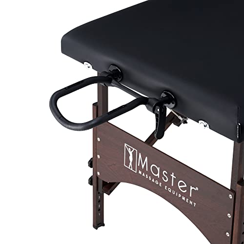 Master Massage 28\" Argo Portable Massage Table in Black with Walnut Legs- Spa Bed for Tabletop Exercise & Massage- Beauty Bed Tattoo Bed- Lash Table - Thumbnail 4