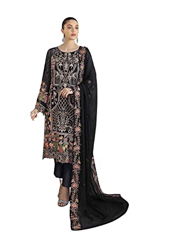 Salwar Kameez noir femme indienne traditionnel pakistanais robe de fête 40