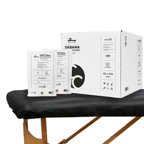 Sábana Desechable Ajustable TNT 95x220 cm Color Negro 10 unidades | Sábanas Desechables Camilla Ajustables