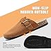 DDXYYDS Suede Clogs Men & Women Unisex Leather Mules Soft Cork Footbed Adjustable Buckle Slip Sandals Potato Shoes with Arch Support Brown