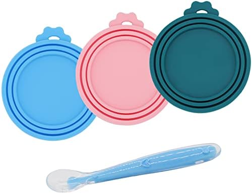 IVIA Pet Food Can Lids, Universal BPA Free Silicone Can Lids Covers for Dog and Cat Food, One Can Cap Fit Most Standard Size Canned Dog Cat Food