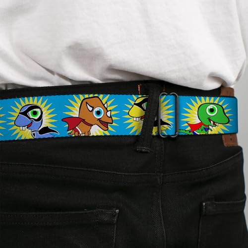 Cinturón de seguridad con diseño de dinosaurio superhéroe azul para pantalones de niños de 24-38" 4