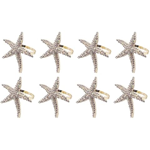 Hopbucan Crystal Starfish Napkin Rings Set Cover