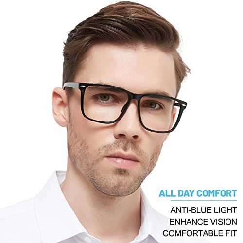 Image of Blue Light Filter Reading Glasses Mens Readers Large Game Glasses 1.0 1.25 1.5 2.0 2.25 2.5 2.75 3.0 3.5 4.0 5.0 6.0 (Black 2.00)