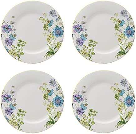 Gracie China By Coastline Imports Cream Rose Chintz Set Of 4 Dessert