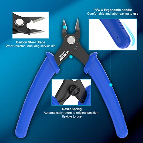 Vcelink Small Wire Cutter Spring-Loaded Gj706Bl, Precision Flush Cutter Pliers Diagonal Cutters For Electronics, Jewelry Making, Model Craft And 3D Printer, 5-Inch #TOP1