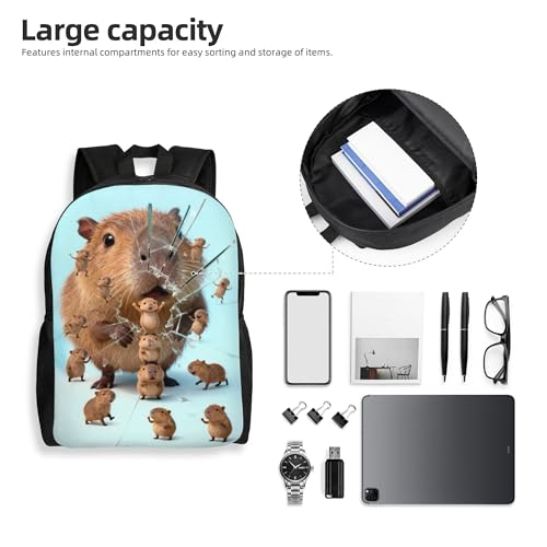 Image of Capybaras Gifts,Capybaras backpack Birthday for women,16.5in Cute College backpack bookbag men durable funny backpacks for Work Camping Travel (Capybaras)
