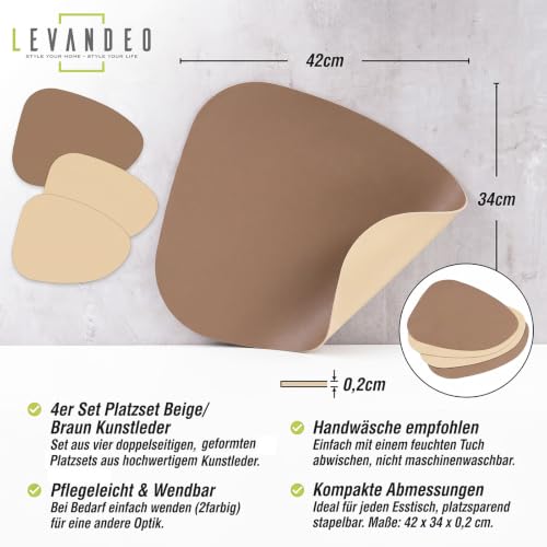Sets de table aspect cuir marron et beige au design raffiné